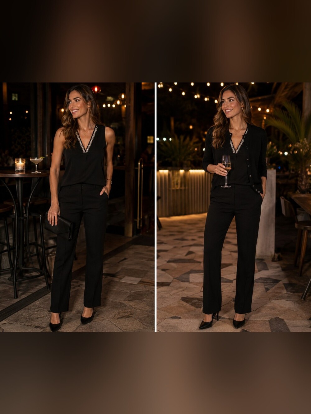 The Limited Black Sleeveless Embellished V-Neck Blouse